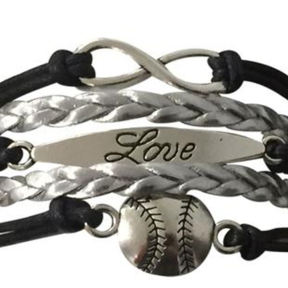 Baseball Love Bracelet - Black & Silver